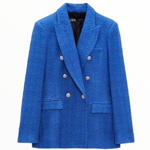 ZARA Textured Double-breasted Blazer